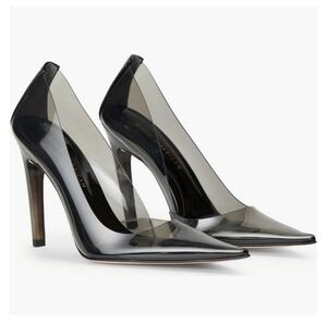 Good American Women "Like New" Cinderella Clear The Pointed toe heels shoes sz 9